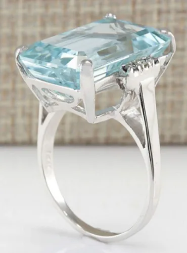 Vista 5 de LVSHI Anillo vintage de plata 925 con piedras preciosas de aguamarina para mujer, circonita cúbica, joyería de boda, regalo talla 6-11 (talla 7)