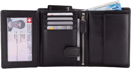 Vista 6 de DiLoro Cartera de piel para hombre con cierre de identificación y cierre RFID