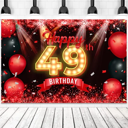 Vista 11 de Cartel de feliz cumpleaños 10 años, fondo rojo y negro, decoraciones de cumpleaños para niñas y niños de 10 años, artículos de fotografía