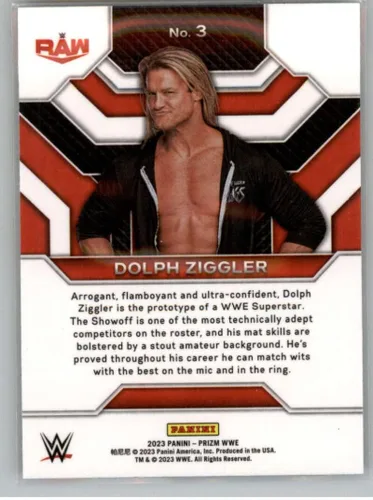 Vista 2 de 2023 Panini Prizm WWE Top Tier #3 Dolph Ziggler Raw Wrestling Trading Card