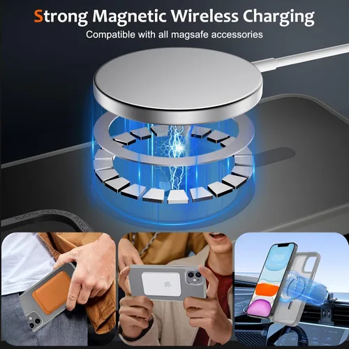 Vista 438 de Anuck - Funda magnética para iPhone 11 compatible con MagSafe, carcasa trasera mate translúcida dura, borde de TPU, delgada, resistente a impactos