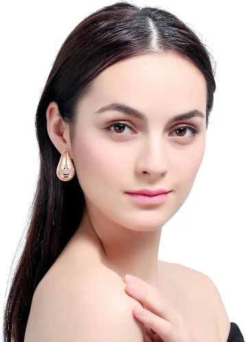 Vista 6 de 2 Pairs Earrings Set for Women, Lightweight Hollow Gold Hoops. Silver Hoop Earrings, 14k Gold Teardrop Hoop Earrings, Rhinestone Waterdrop Earrings