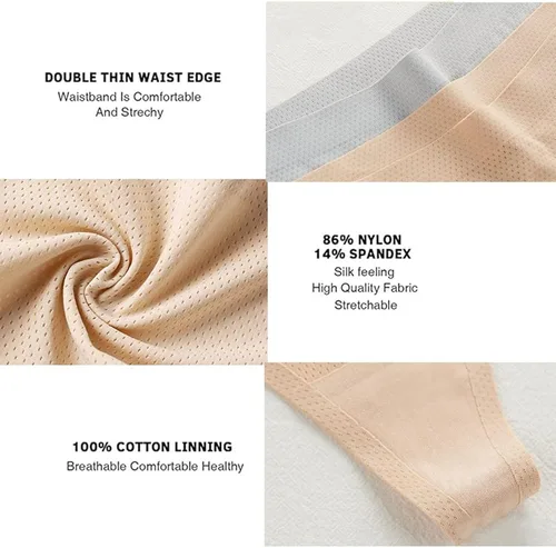 Vista 3 de Tangas de algodón para mujer, tangas sin costuras para mujer, bragas elásticas suaves y transpirables, paquete de 6 ropa interior de algodón