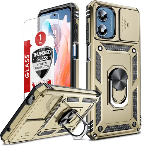 Vista 236 de LeYi Funda para Moto G Stylus 2022 4G (no compatible con 5G), funda para Moto G Stylus con 2 protectores de pantalla, funda protectora de grado Oro
