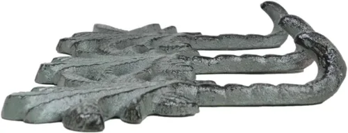 Vista 3 de Ebros Gift Paquete de 2 figuras de hierro fundido Verdigris Tropical Paradise Beach, 3 palmeras de coco, 3 clavijas, ganchos de pared triples