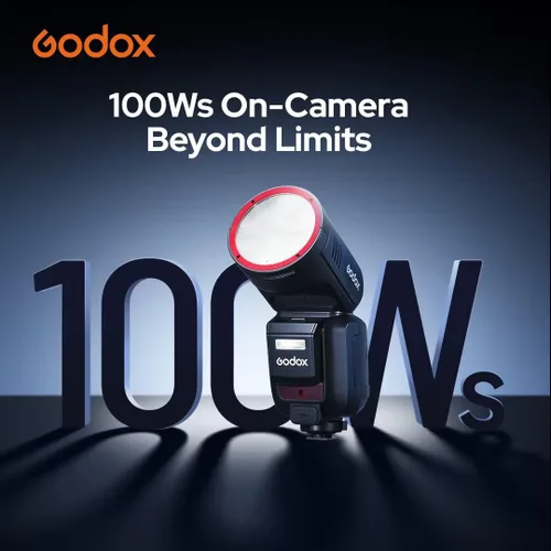 Vista 3 de Godox V100S para Sony V100 S Flash V100-S Flash de pantalla táctil de cabeza redonda, batería de litio integrada, lámpara de modelado LED de 10