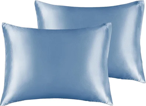 Vista 35 de BEDELITE Funda de almohada de satén para cabello y piel, súper suave y refrescante similar a las fundas de almohada de seda, paquete de 2 con cierre
