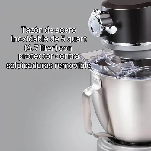 Vista 2 de Hamilton Beach Professional Batidora de Pie Totalmente Metálica con Hub de Accesorios Especializados, Tazón de 5 Cuartos, 12 Velocidades, Incluye