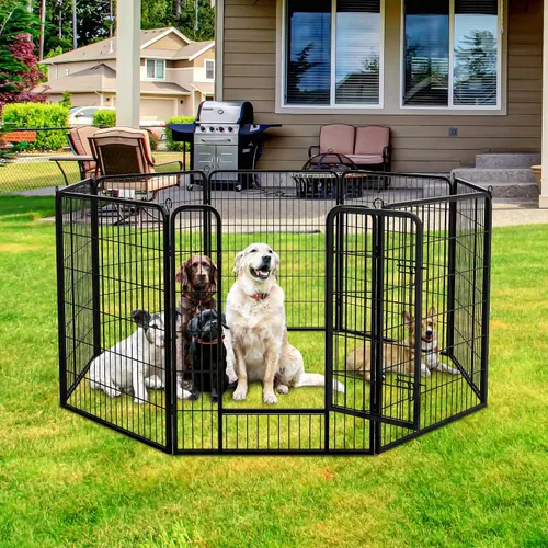 Vista 2 de Nova Microdermabrasion Corralito para perros de 8 paneles, 40 pulgadas de altura, interior/exterior, perros pequeños a grandes, perrera