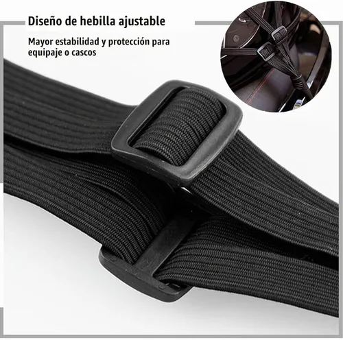 Vista 4 de Paquete de 2 correas elásticas para casco de motocicleta de 23.6 pulgadas con 2 ganchos, correa elástica de malla retráctil para casco y equipaje