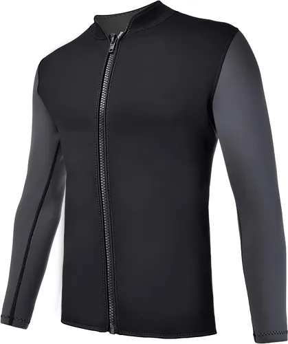 Vista 16 de Wetsuits Top Jacket Women Men 2mm Neoprene Long Sleeve Shirt Front Zipper Vest Wet Suit Keep Warm for Adult Youth Diving Surfing Swimming Water