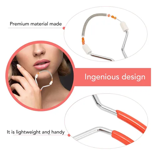 Vista 3 de 3 unids Spring Facial Hair Remover, depiladora de hilo para mujer, afeitadora facial portátil para depilación facial y labio