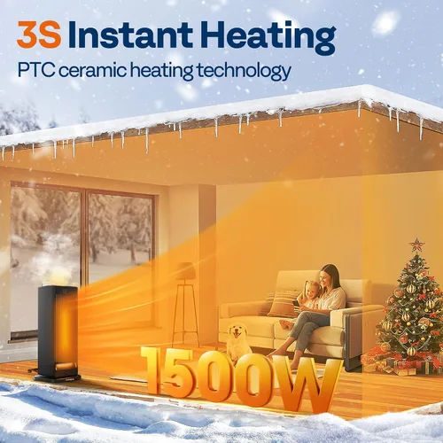 Vista 2 de VIVOHOME Calentador de espacio con humidificador, calentador eléctrico para uso en interiores, calentador de cerámica silencioso de 1500 W
