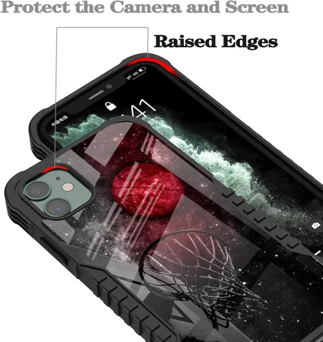 Vista 4 de Funda compatible con iPhone 11, diseño de cielo estrellado de baloncesto, universo estrellado, para hombres y niños, a prueba de golpes Universo