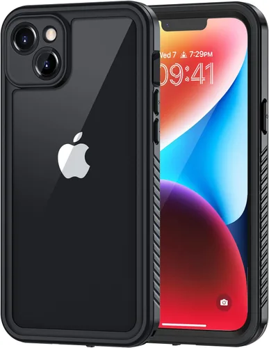 Vista 37 de Lanhiem Funda para iPhone 14, impermeable IP68 a prueba de polvo con protector de pantalla integrado, resistente a prueba de golpes de cuerpo Negro