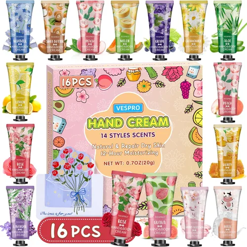 Vista 8 de VESPRO Paquete de 10 juegos de crema de manos y bálsamo labial a granel, regalos del día de la madre para mamá, regalos de agradecimiento al