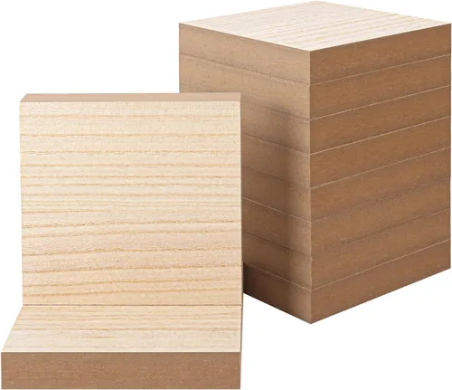 Vista 13 de Paquete de 20 bloques cuadrados de madera MDF sin terminar, bloques de madera de 3.9 x 3.9 pulgadas para manualidades, proyectos de bricolaje