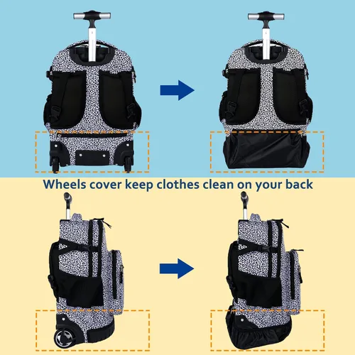 Vista 6 de seastig Mochila con ruedas de 18 pulgadas, mochila con ruedas, mochila para computadora portátil, mochila para adultos, niños, viaje escolar