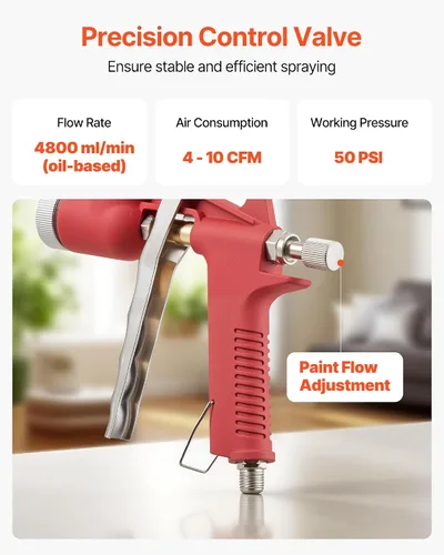 Vista 4 de VEVOR Pistola de espray para texturizado de aire, pistola de espray con tolva de aire de 1.45 galones, pulverizador profesional para texturizado