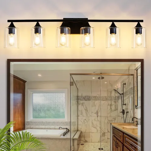 Vista 17 de Luces de Tocador Doradas para Baño, Accesorios de Iluminación de Baño de 2 Luces, Aplique de Pared de Latón Cepillado Dorado, Lámpara de Pared