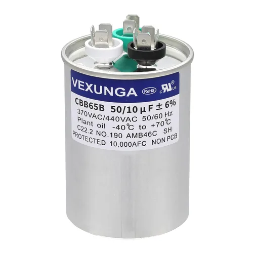 Vista 44 de VEXUNGA Capacitor Dual de Arranque Redondo A/C de 50/5 uF 50+5 MFD 370VAC o 440VAC CBB65 CBB65B Capacitores de Aire Acondicionado para Motor