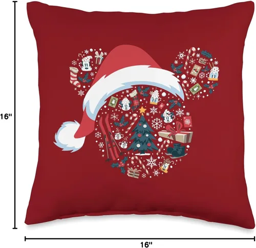 Vista 4 de Disney Minnie Mouse Icon Winter Lodge Holiday - Almohada roja