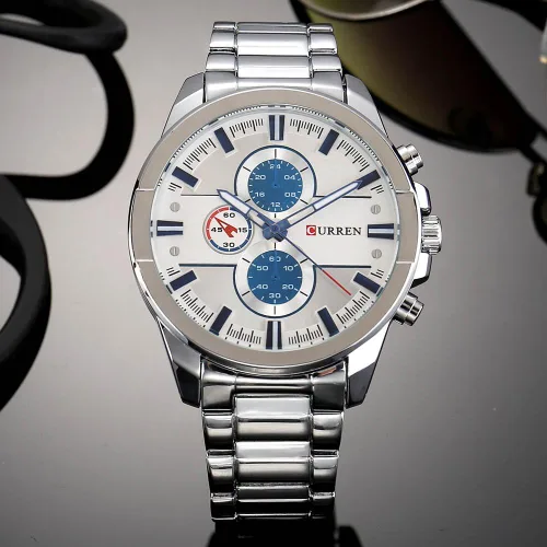 Vista 3 de CURREN Original 8274 - Reloj de pulsera de cuarzo para hombre, resistente al agua, correa de acero inoxidable