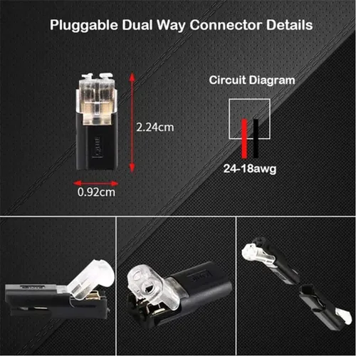 Vista 6 de Conector enchufable de doble alambre con hebilla de bloqueo, conectores de cable de calibre pequeño impermeables sin soldadura en kit de conector