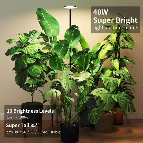 Vista 6 de chiphy Luces de cultivo, luz de planta de espectro completo de 85" para plantas de interior, temporizador de 4/8/12H, lámpara de cultivo de 40W, 10