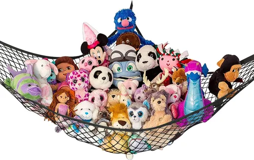 Vista 24 de Hamaca para animales de peluche, grande, almacenamiento de animales de peluche en esquina y red de peluche, hamaca de juguete para animales