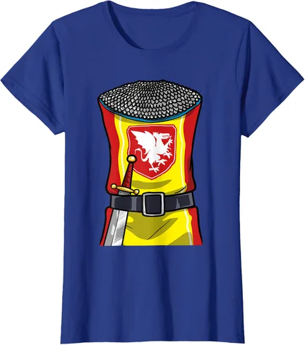 Vista 44 de Disfraz medieval de caballero de Halloween, camiseta para niños con espada de armadura, Negro, S