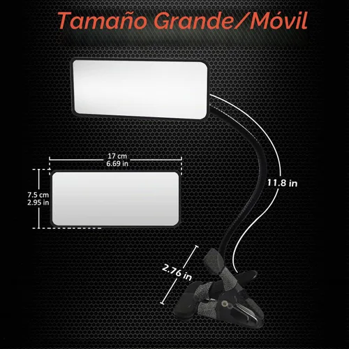 Vista 6 de Ampper Espejo de seguridad acrílico con clip, espejo de cubículo convexo flexible para seguridad personal y escritorio, monitores de visión trasera