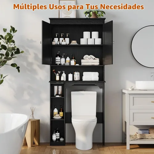 Vista 4 de Jojoka Gabinete de almacenamiento ampliado sobre inodoro de 30 pulgadas con Negro