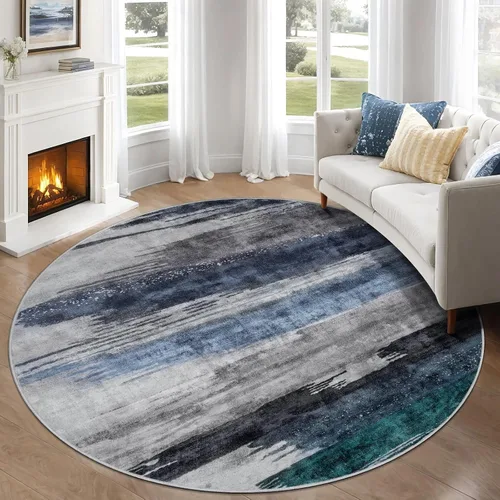Vista 24 de Ciicool Alfombra moderna abstracta de 2 x 3 pulgadas, lavable, pequeña, antideslizante, de pelo bajo, alfombra de entrada plegable para cocina