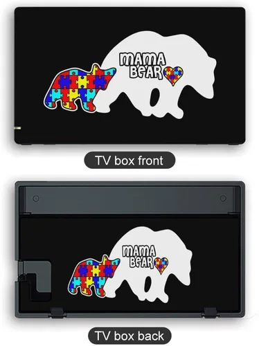 Vista 4 de Funny Mama Bear Autism Awareness Skin Cover Stickers Funny Graphic Protective Film Full Set Compatible with for Switch