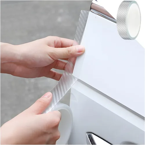 Vista 20 de Protectores de entrada de borde de puerta de automóvil, cinta protectora de fibra de carbono 5D anticolisión, calcomanía de tira de cubierta