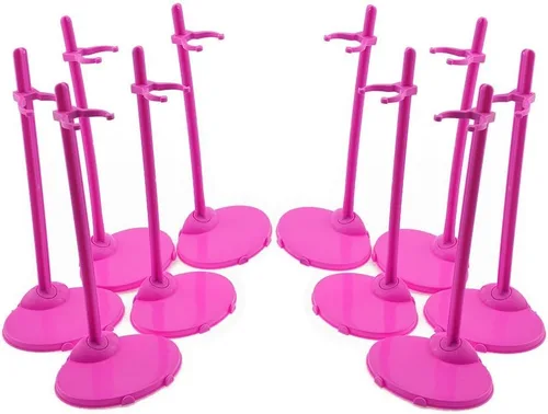 Vista 7 de 10 Pcs Doll Display Holders - Mini Stand for 11-13 Inch Dolls & Action Figures - Pink