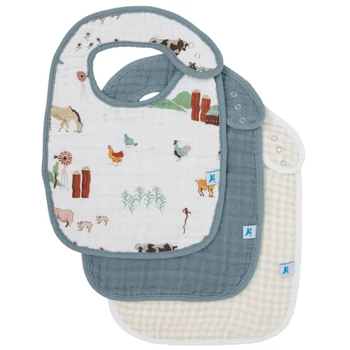 Vista 16 de Little Unicorn Paquete de 3 baberos clásicos de alta calidad, ajustable a medida que crece el bebé, tela suave en la piel, ideal para los que comen
