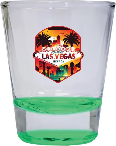 Vista 5 de Las Vegas Nevada Design A Souvenir - Vaso de chupito redondo de 1.5 onzas, color azul, paquete de 2