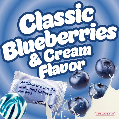 Vista 2 de Scripture Candy, Blueberries & Cream Hard Candy Bolsa de 5.5 onzas, 25 piezas