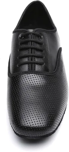 Vista 3 de Zapatos de salón de baile negros de rendimiento latino para hombre, zapatos de práctica de baile modernos
