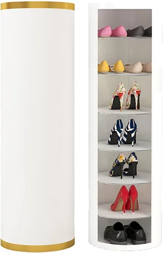 Vista 9 de Zapatero multifuncional de 360°, armario de almacenamiento para zapatos, zapatero giratorio vertical, zapatero para entrada, almacenamiento simple