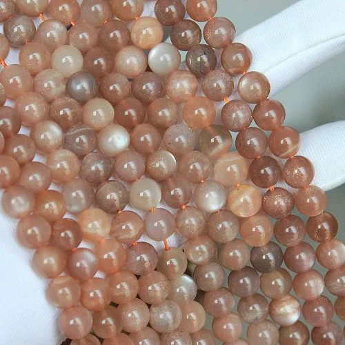 Vista 3 de Cuentas sueltas redondas de piedras preciosas naturales del sol de 0.315 in para la fabricación de joyas