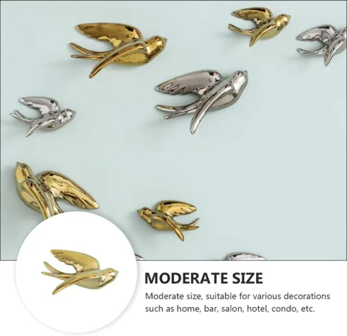 Vista 5 de BESPORTBLE 1 estatua de pájaro para colgar en la pared, decoración de pared de cerámica, adorno de estilo nórdico para decoración, diseño de ahorro