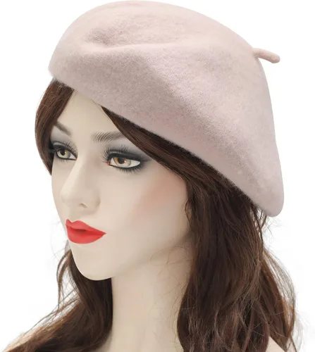 Vista 126 de ZLYC - Boina francesa de lana unicolor para mujeres y niñas