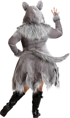 Vista 4 de Disfraz de lobo negro de talla grande para mujer