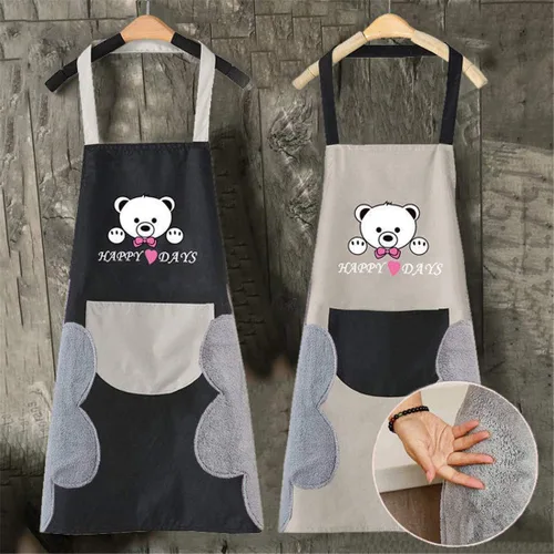 Vista 2 de V-shine Delantal de cocina para mujer con bolsillos para limpiar la mano, cuello ajustable para cocinar hornear
