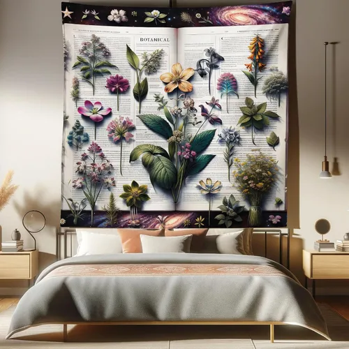Vista 29 de Ambesonne Tapiz verde, fases lunares alrededor de un árbol de la vida, impresión de diseño bohemio de astrología nocturna, decoración de tela