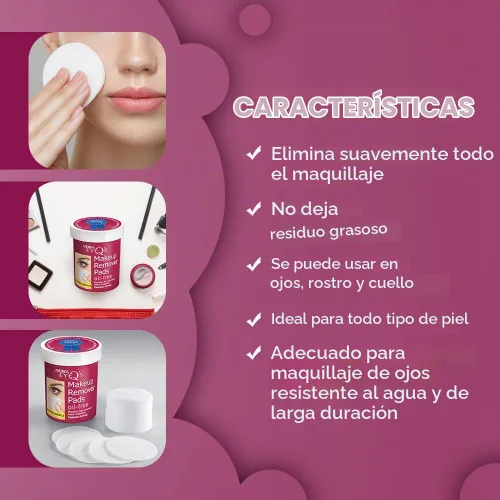 Vista 4 de Andrea Eye Q's - Almohadillas desmaquillantes sin aceite, 65 unidades (paquete de 3)