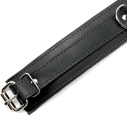 Vista 3 de Madison Collar Latigo Leather Lambskin O-Ring Handmade Padded Leather Collar